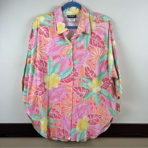 NWT Vintage Tropical‎ floral button down short sleeve shirt